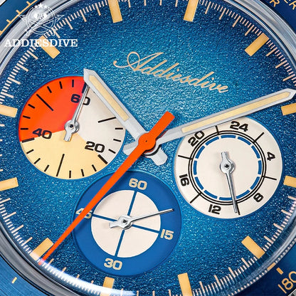 ADDIESDIVE Top Brand AD2551 Chronograph Watch C3 Super Luminous 316L Stainless Steel 10Bar Waterproof 0S20 Movement Men's Watch