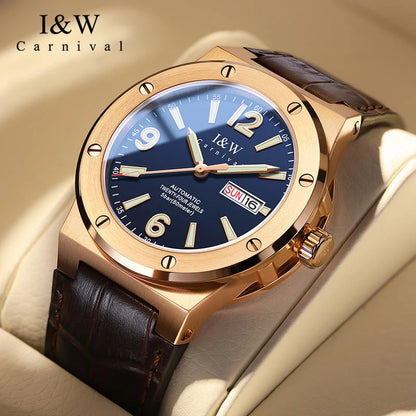 Μηχανικό ρολόι για άνδρες Carnival (κορυφαία σειρά IW) – Πολυτελές, γυαλί ζαφείρι, αδιάβροχο έως 50 m, εισαγόμενο αυτόματο μηχανισμό