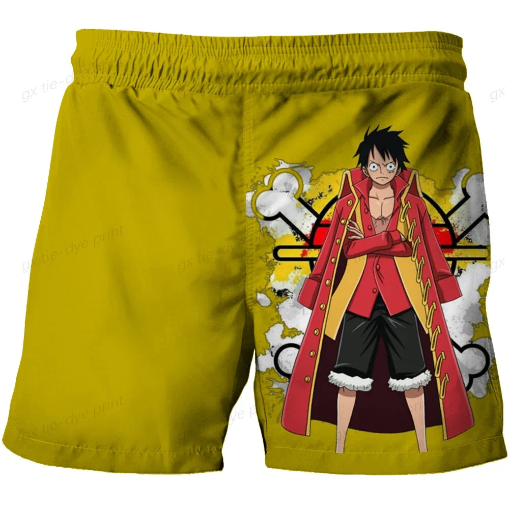 One Piece Harajuku Style Shorts With Hood 2023 Luffy 3D Swimming Shorts Running Tank Top Men Cartoon Shorts Trend Hot Sale