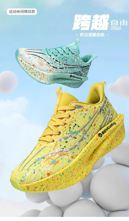Scarpe da running uomo e donna con piastra in carbonio, ammortizzate per maratona, sportive, traspiranti, leggere, comode, antiscivolo e atletiche