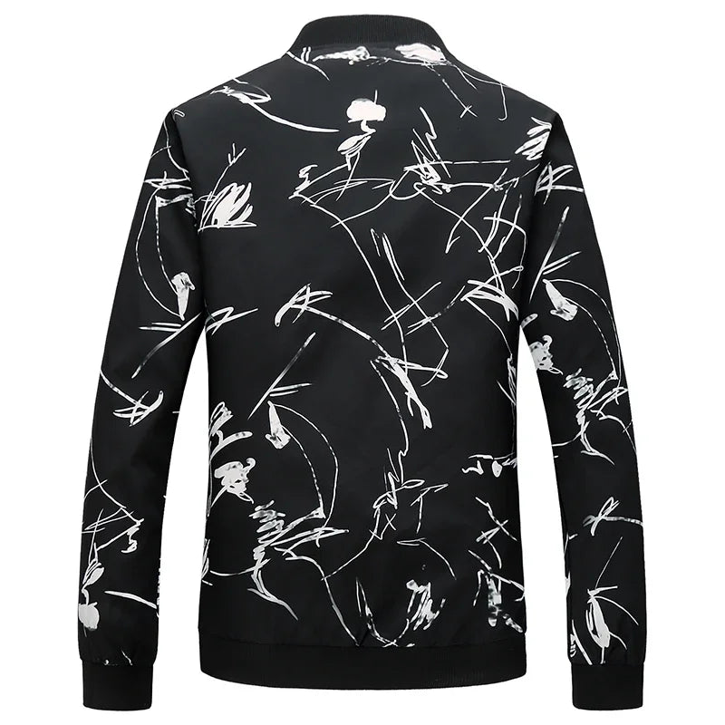 Spring and Autumn Men's Flower Jacket, Large Size Urban Casual Jacket, Multicolor Available