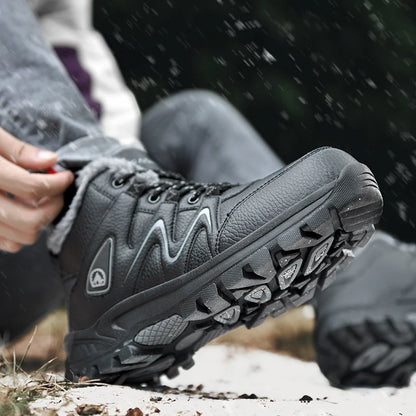Bottes de neige pour hommes, bottines d'hiver chaudes et confortables pour l'extérieur, coupe haute, coupe-vent, antidérapantes, amortissantes, chaussures de randonnée en coton.
