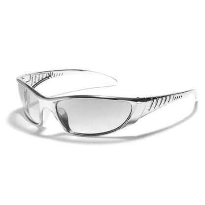 Y2K Silver Sunglasses Color Hollowed Out Future Sense Of Technology Hot Girls Net Red Sunglasses Women Sunglasses Trendy Men