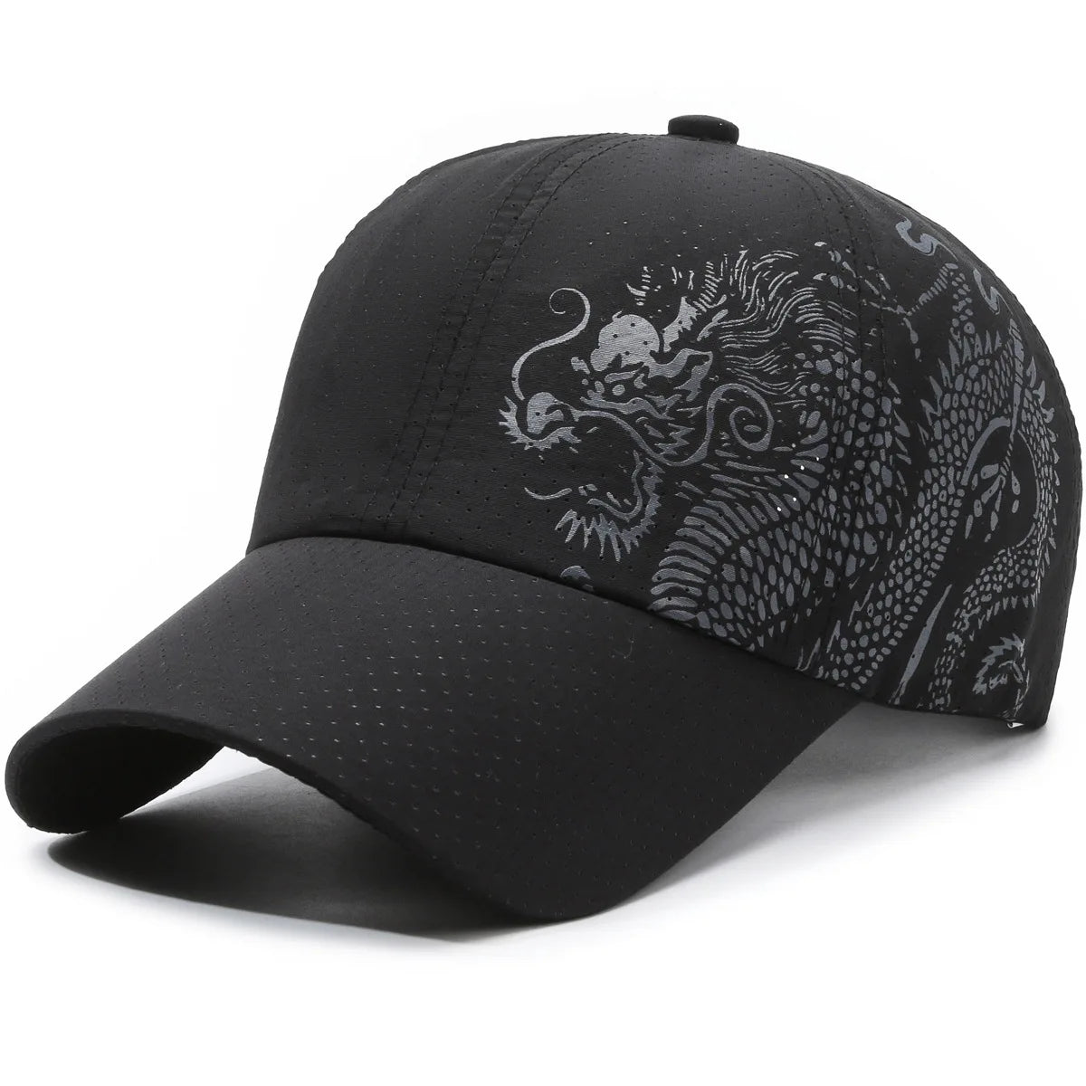 Casquette de baseball à imprimé dragon, casquette de sport d'été pour la protection solaire en extérieur à séchage rapide, casquette à visière plate décontractée pour homme et femme