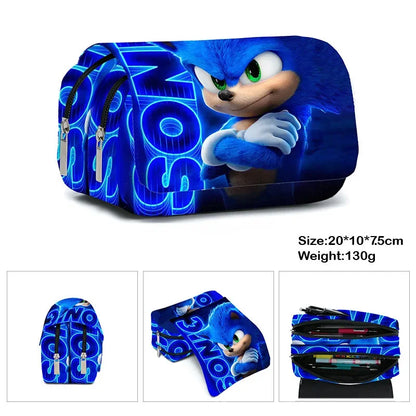 Sonic The Hedgehog Double Pencil Case Stationery Bag Storage Pouch