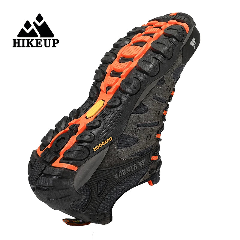 HIKEUP Мъжки туристически обувки от велурена кожа, устойчиви на износване outdoor обувки за трекинг, разходки, лов и тактически маратонки