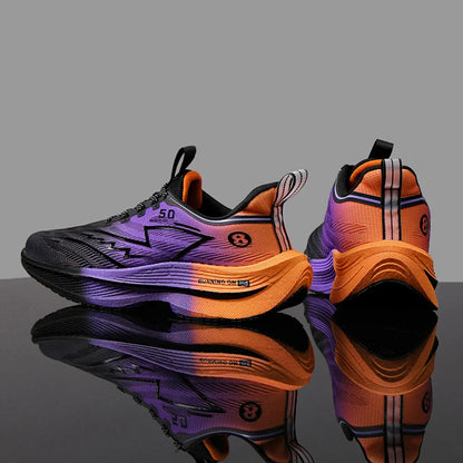 Men's Sport Shoes Professional Cushioned Carbon Plate Running Shoes Breathable Lace-up Casual Sneakers Marathon Athletic Footwear