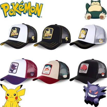 Casquette de baseball brodée Pokémon Pikachu, Gengar, Snorlax, Psyduck – Anime – Casquette en maille respirante ajustable – Cadeaux pour cosplay