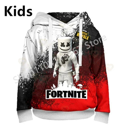 Llama Battle Royale F-Fortnited Kapuzenpullover mit 3D-Print für Herren, Damen und Kinder, Sweatshirt für Jungen, Mädchen und Kids, Streetwear-Pullover, grüne Oberteile