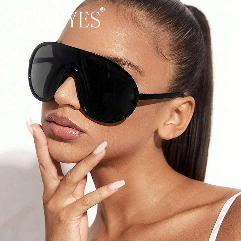Trendy Oversized One Piece Sunglasses Women Men 2026 Luxury Brand Designer Sun Glasses Fashion Shield Shades Big Frame Eyewear