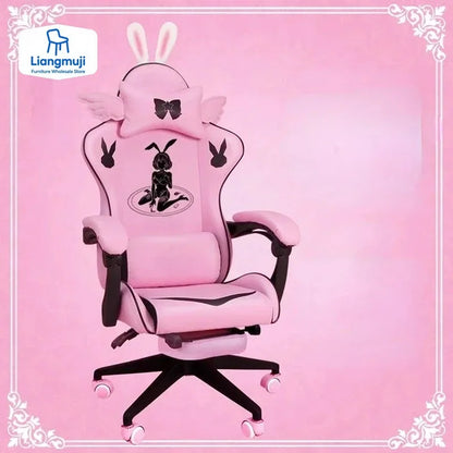Pink Gaming Chair High-quality Girls Cartoon Home Live Gamer Chair Comfortable Swivel Adjustable Office Computer Furniture