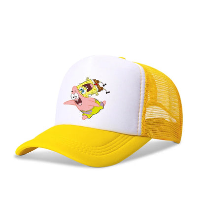Casquette de baseball SpongeBob mignonne, style anime, ronde, unisexe, pour enfants (garçons et filles) et adultes, sportive, décontractée, pare-soleil, ajustable, inspirée du film d'animation, à visière, en maille
