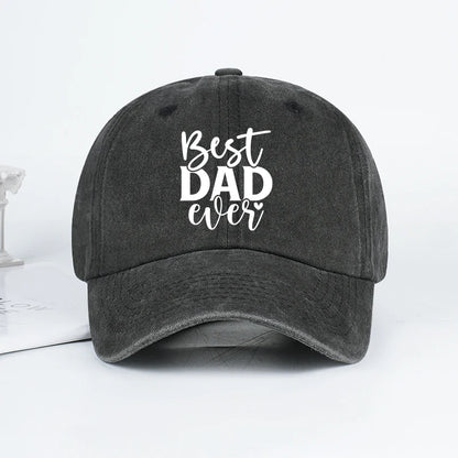 “Best DAD Ever” Printed Vintage Washed Baseball Cap – Adjustable, Casual, Men's Father's Day Gift, Dad Cap – Fishing & Hiking