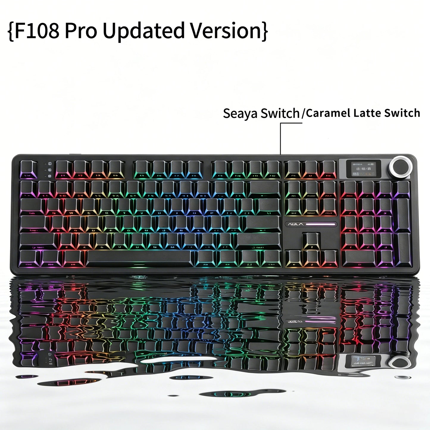 Tastiera meccanica AULA F108 PRO personalizzata layout 100%, retroilluminazione RGB, wireless Bluetooth, switch HiFi, tastiera gaming