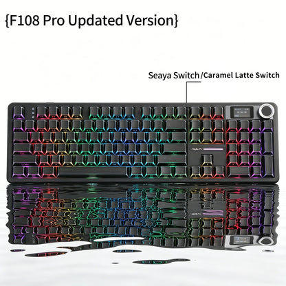 Tastiera meccanica AULA F108 PRO personalizzata layout 100%, retroilluminazione RGB, wireless Bluetooth, switch HiFi, tastiera gaming