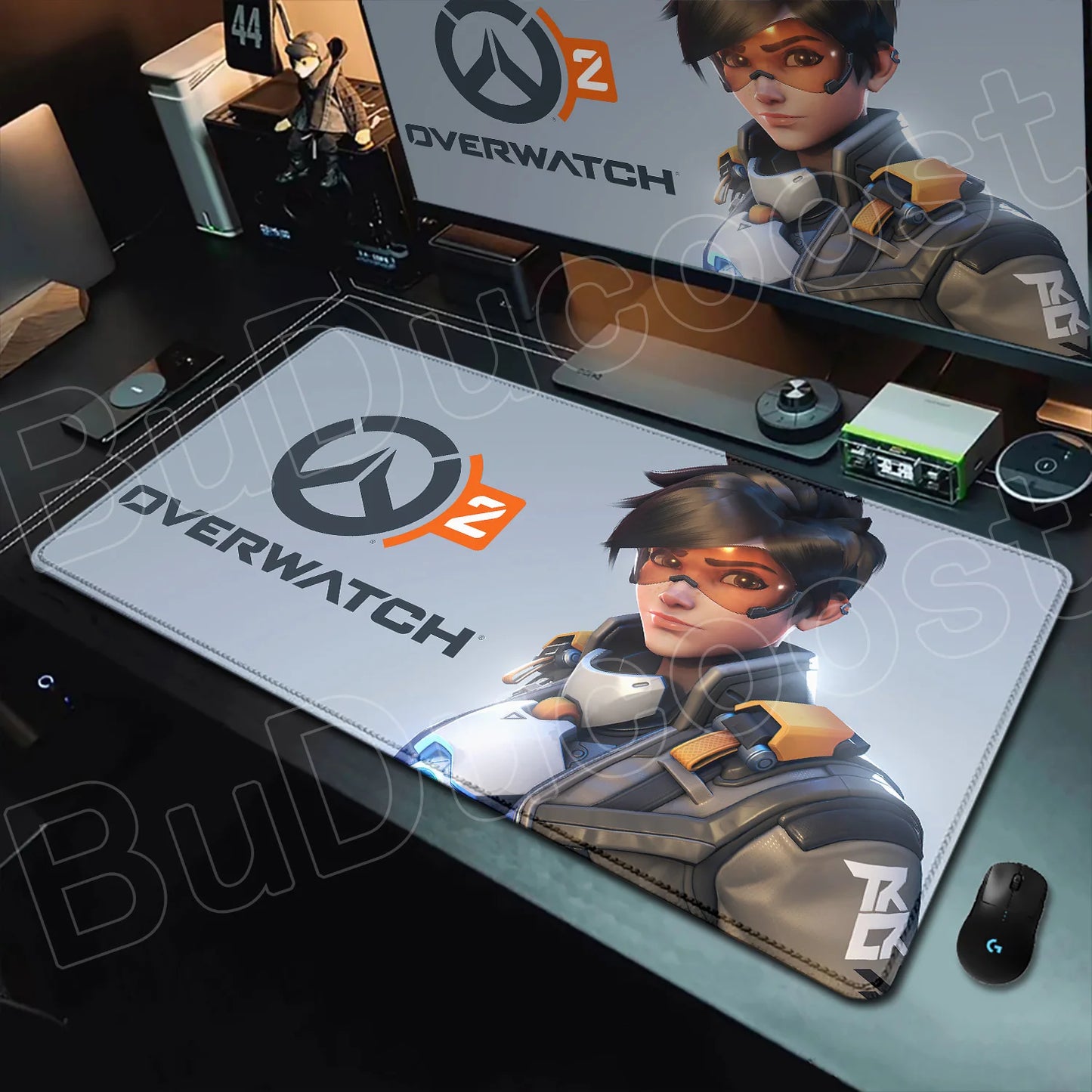 Геймърски пад за мишка Overwatch Anime Girl, голям XXL, HD печат, постелка за компютърна клавиатура, лаптоп и офис, мека гумена подложка за бюро, 900x400 MM