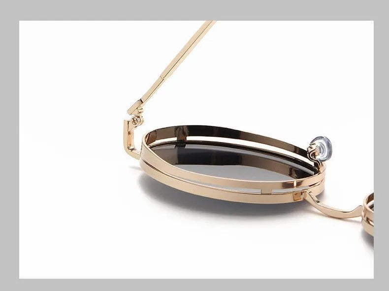 Oválné steampunkové sluneční brýle pro ženy, retro sluneční brýle pro muže i ženy, značkové designové brýle s kovovou obrubou, Lentes De Sol Mujer
