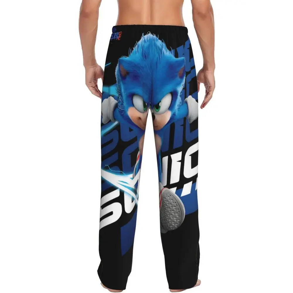 Custom Print Men's Soniced Pajama Pants Hedgehog Game Sleepwear Sleep Lounge Bottoms with Pockets