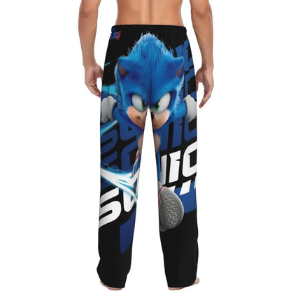 Custom Print Men's Soniced Pajama Pants Hedgehog Game Sleepwear Sleep Lounge Bottoms with Pockets