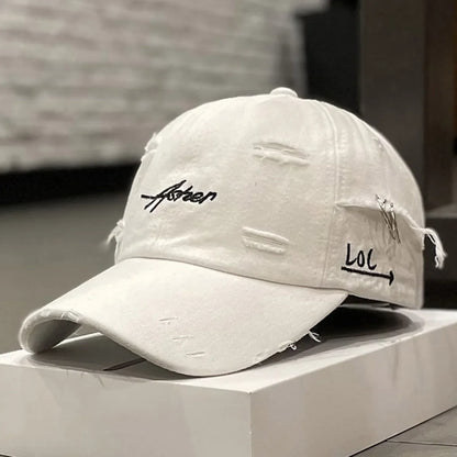Unisex „Asher“ siuvinėjimas, su skylutėmis, metalinis žiedas, beisbolo kepurės, lauko, reguliuojamos, pavasario ir rudens, kasdienės, apsaugančios nuo saulės