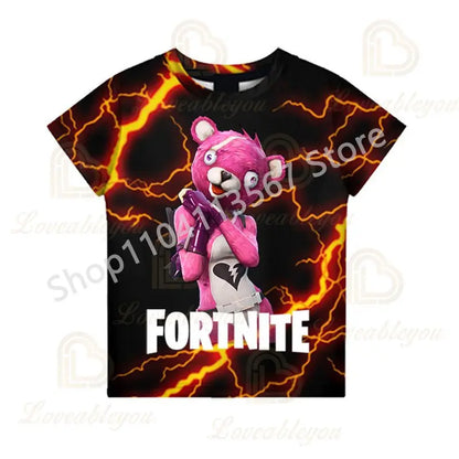 T-shirt de Verão F-Fortnited para Crianças 100-160cm, Promoção Especial, para Meninos, Bebés e Crianças Pequenas, T-shirts Divertidas de Gaming, Moda para Meninas e Meninos, Presente de Aniversário