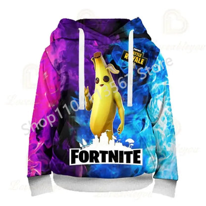 Llama Battle Royale F-Fortnited Kapuzenpullover mit 3D-Print für Herren, Damen und Kinder, Sweatshirt für Jungen, Mädchen und Kids, Streetwear-Pullover, grüne Oberteile
