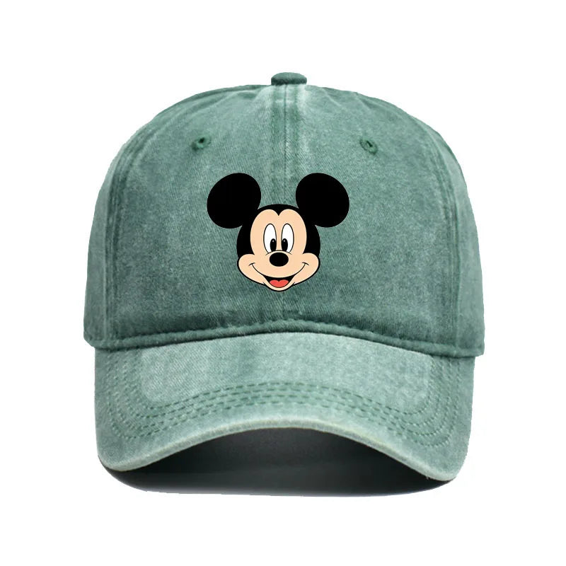 Unisex Vintage Washed Mickey Minnie Print Baseball Cap for Men Women Cartoon Trucker Hat Adjustable Snapback Casual Hip Hop Hat