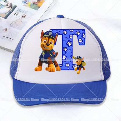 Casquettes de baseball en maille PAW Patrol : Chase, personnage de dessin animé, lettres, pour adultes et enfants, casquettes de sport, anime, été, protection solaire, visière, cadeau pour garçon et fille