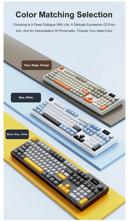 Neue AJAZZ AK35I V3 MAX Tri-Mode kabelgebundene Bluetooth-Wireless-Gaming-Tastatur mit Gasket-Struktur, Full-Key-Hot-Swap, 104 Tasten, individuell anpassbare Tastatur