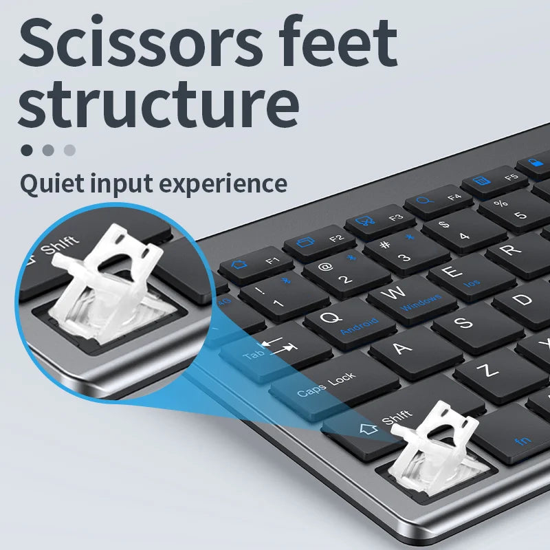 Conjunto de teclado e rato sem fios JOMAA Bluetooth e USB 2.4G para portátil, computador e iPad, combo recarregável e silencioso