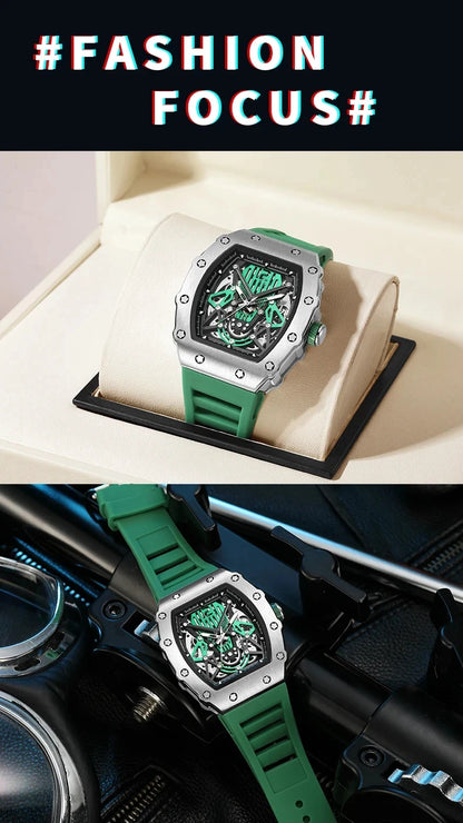 BAOGELA Richard Automatic Mechanical Watch for Men Wrist Watch Luxury Watches with Free Shipping Rubber Strap Reloj Hombre
