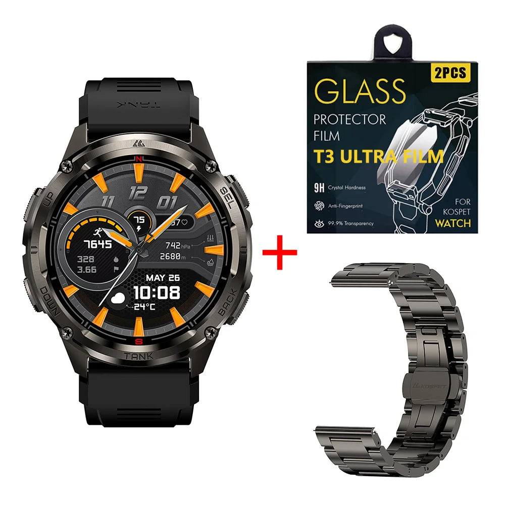 KOSPET TANK T3 Ultra 2 Smart Watch For Men GPS Stainless Steel Smartwatch 50M Waterproof IP69K Health Monitor for Android iOS