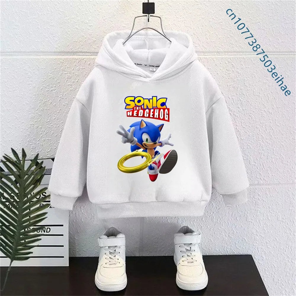 Kids Thick Hoodie with Cute Sonic Anime Pattern Soft Fashion Sweatshirt Clothing Perfect Outfits Gifts for Boys and Girls