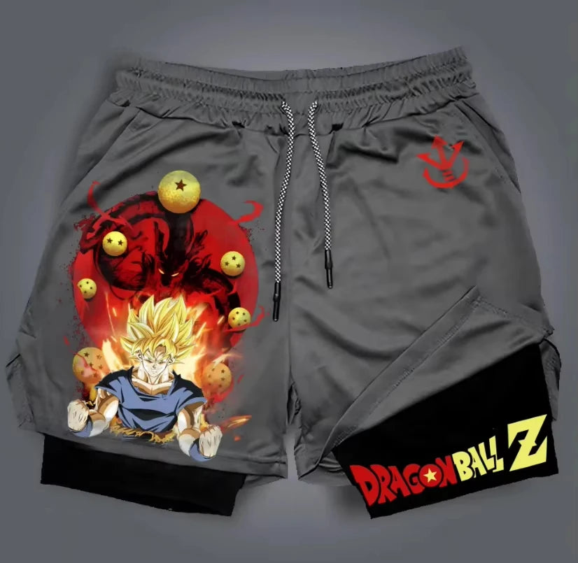 2026 Dragon Ball Printed Double-layered Shorts GOKU American Sporty Comfortable and Fashionable Men's Loose and Breathable Pants