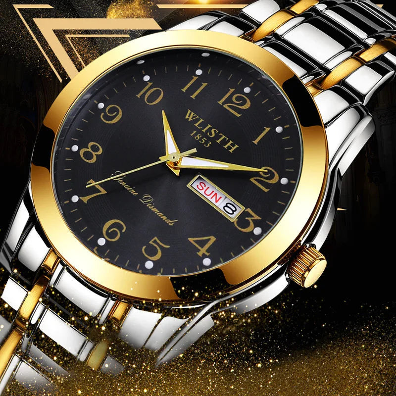 Luxusuhr für Damen, Quarzuhr, digitale Armbanduhr, wasserdicht, mit Kalender und Leuchtanzeige; modischer und professioneller Stil, auch für Herren geeignet.