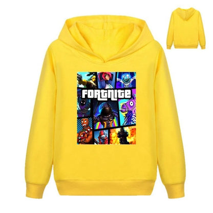 Felpe con cappuccio per bambini Fortnite con stampa game, cartoon, comode, vestibilità ampia, maniche lunghe, abbigliamento autunno-inverno