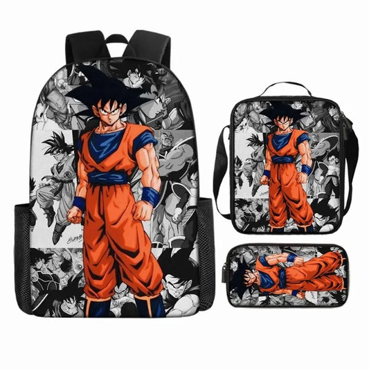 Dragon Ball 3Pcs/Set Backpacks Goku Vegeta Cartoon Print Lunch Bag Pencil Bags Student Casual School Bags Return To School Gift