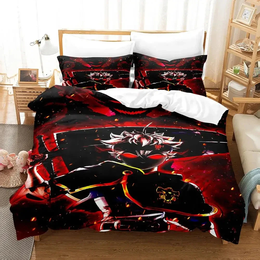 Black Clover Bettwäsche-Set Einzel Doppel Full Queen King Size Anime-Bettbezug-Set für Erwachsene und Jungen 2024 Deckenbezug Kissenbezug