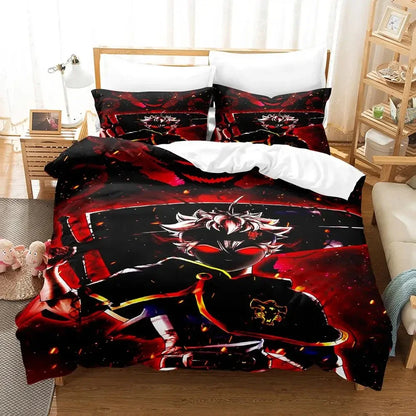 Black Clover Bettwäsche-Set Einzel Doppel Full Queen King Size Anime-Bettbezug-Set für Erwachsene und Jungen 2024 Deckenbezug Kissenbezug