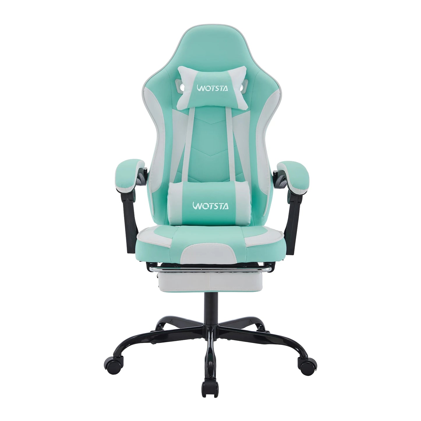 Cadeira Gaming WOTSTA com Apoio para Pés, Cadeira Gamer Ergonómica com Almofada Lombar, Apoio de Cabeça e Altura Ajustável para Computador