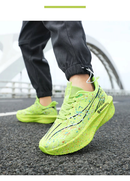Scarpe da running uomo e donna con piastra in carbonio, ammortizzate per maratona, sportive, traspiranti, leggere, comode, antiscivolo e atletiche