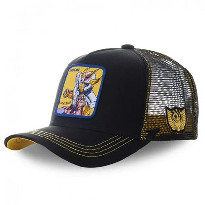 Saint Seiya Bawełniana czapka z daszkiem typu snapback z motywem anime i kreskówek, dla mężczyzn i kobiet, w stylu hip-hopowym, czapka typu trucker z siateczką, dropshipping