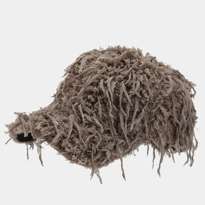 Winter Solid Color M-Label Lamb Wool Baseball Cap for Women, Outdoor Warm Casual Fashion Versatile Plush Duckbill Cap