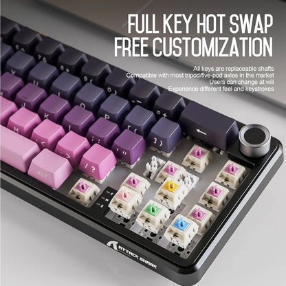 Attack Shark X66 Kabellose mechanische Tastatur 65% Kompaktlayout RGB-Hintergrundbeleuchtung Gasket Hot Swap Bluetooth USB-C PBT großer Akku