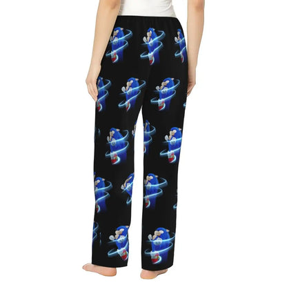 Custom Women Soniced Pajama Pants Printed Hedgehog Game Sleep Sleepwear Bottoms with Pockets
