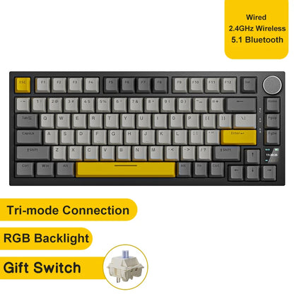 Tastiera meccanica da gaming Ajazz AK820/AK820Pro Bluetooth 5.1/wireless/cablata USB-C personalizzata con manopola, hot swap e gasket