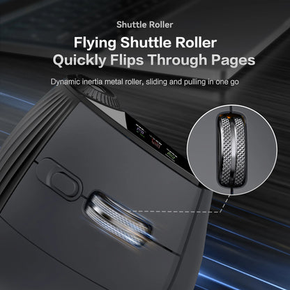 Jomaa RGB Backlit Speed Roller Wireless Vertical Mouse with Function Adjustment Knob Bluetooth USB Ergonomic Mice Slient Click