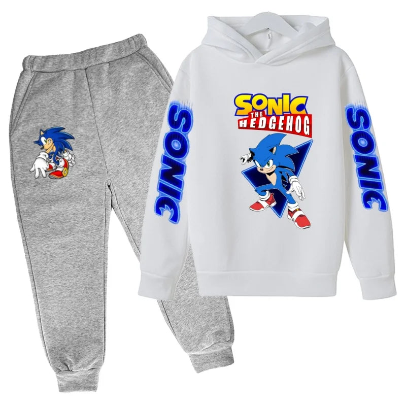 Kids Supersonic Clothing Jogging Blue Sweatshirt Top Coat+Pants Two-piece set Hoodie Boys Girls3-12Yrs Clothes Casual Sports Set