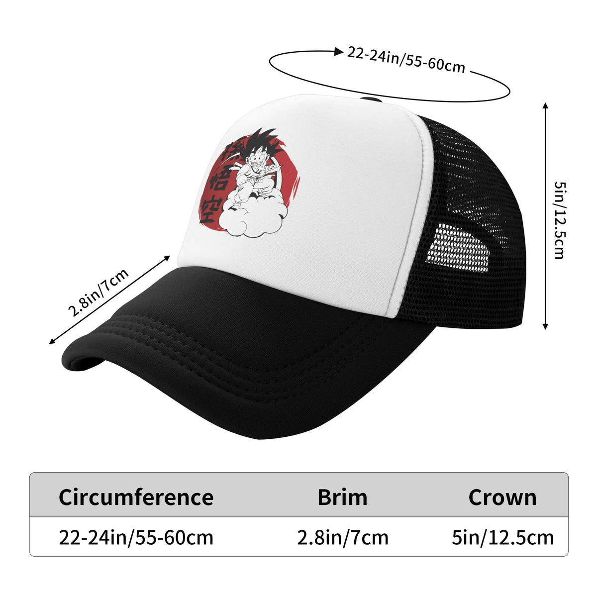 Czapka typu trucker Son Gohan D-Dragon Ball Z, unisex, czapki outdoorowe, czapka robocza typu trucker, czapka typu trucker, czapki typu snapback, czapki baseballowe z siateczką