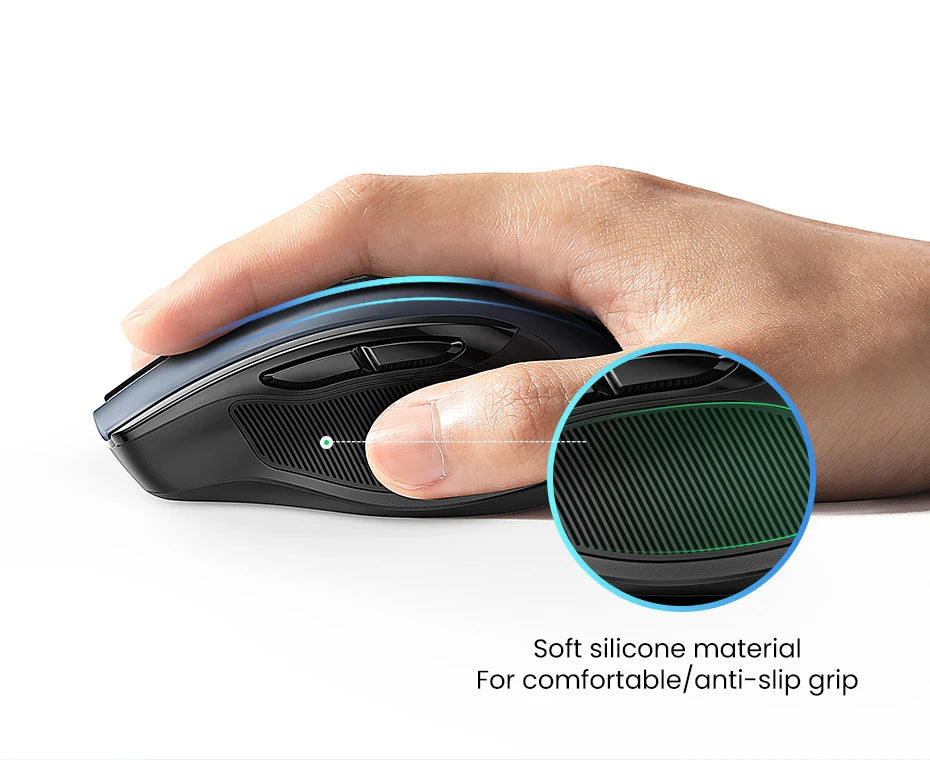 UGREEN kabellose Maus Bluetooth 5.0, ergonomische Maus 4000DPI mit 6 leisen Tasten, für MacBook, Tablet, Laptops, Computer, PC, 2.4G-Maus